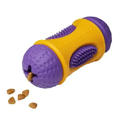Homepet SILVER SERIES TPR игрушка для собак цилиндр фигурный с отверстиями для лакомств желто-фиолетовый каучук
