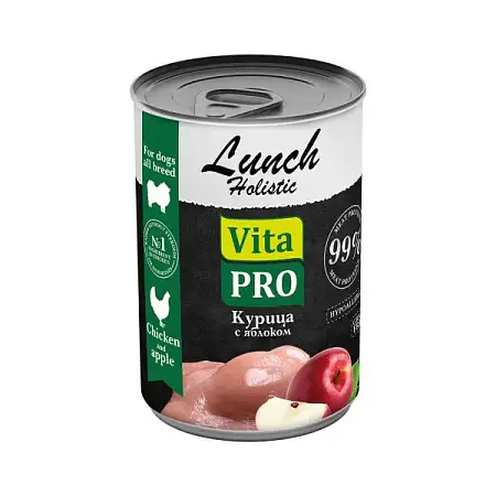 Купить vita pro lunch консервы для собак курица с яблоком 