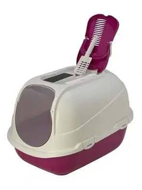 Moderna туалет-домик для кошек Mega Comfy с совком и угольным фильтром ярко-розовый